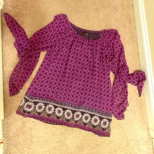 Purple bell sleeve tunic